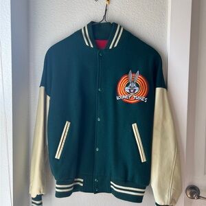 Warner Bros. Looney Tunes Green and Cream Bomber Jacket